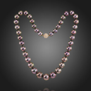 Tahitian Natural Color Cultured Pearl Necklace in Yellow Gold